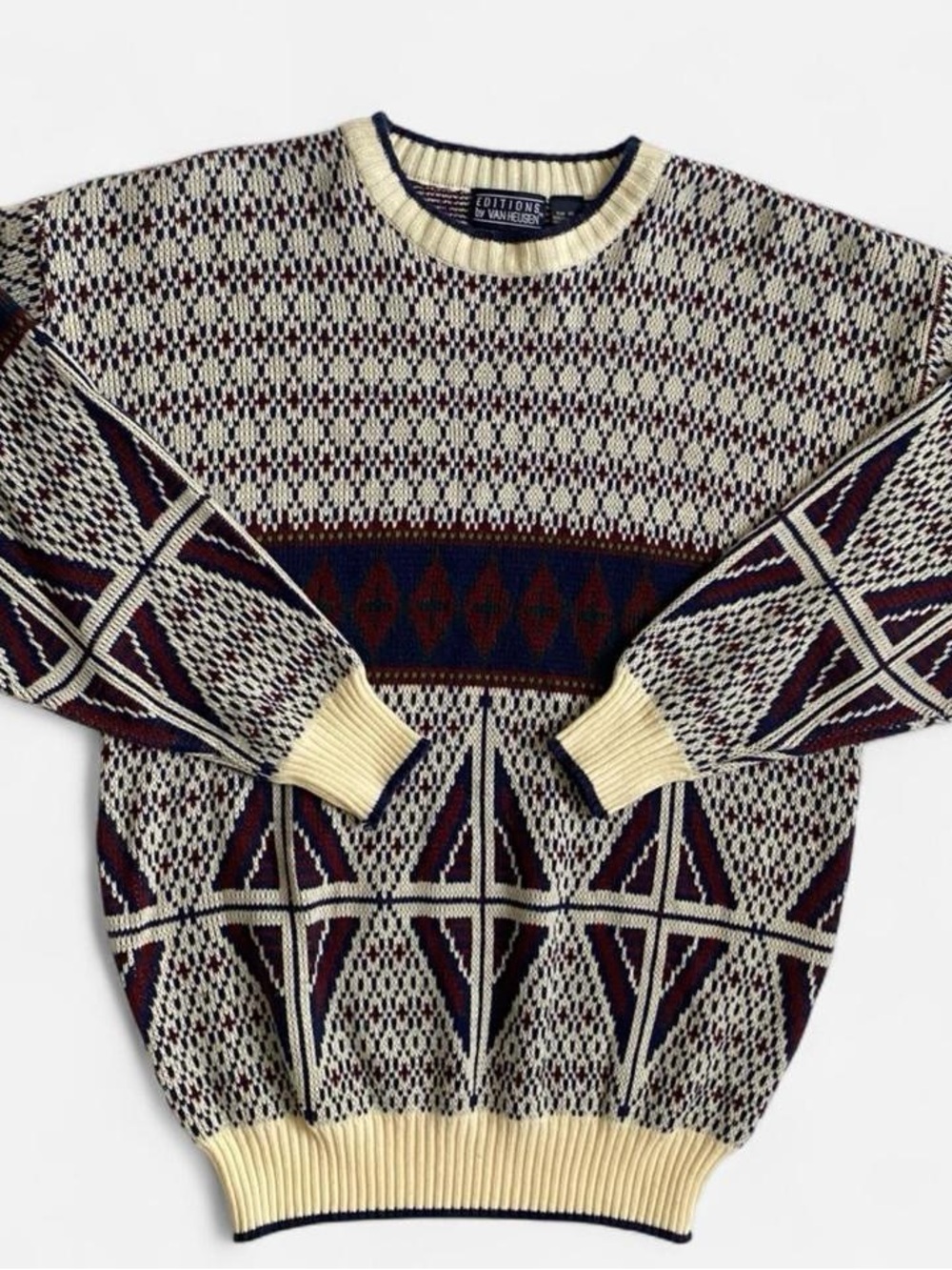 Vintage multicolored geometric grandpa sweater